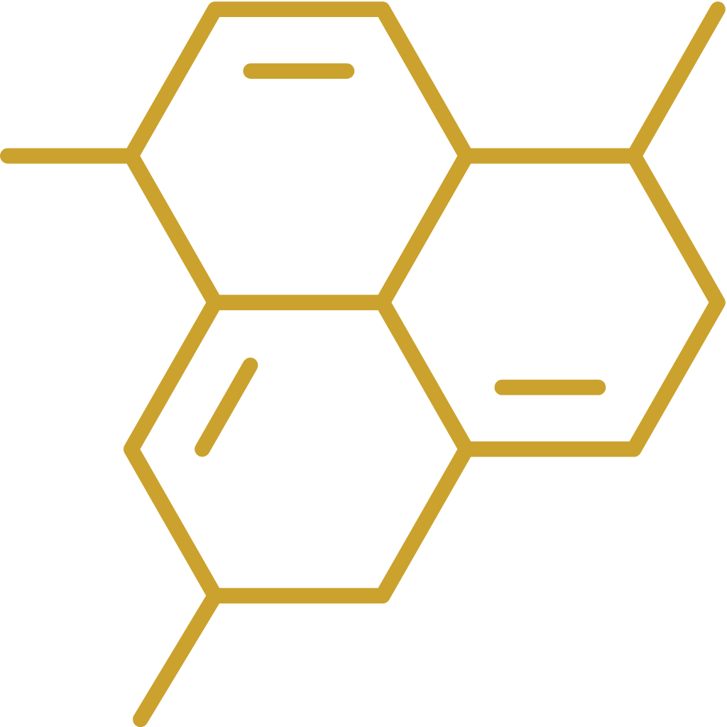 Gold honeycomb pattern on a white background