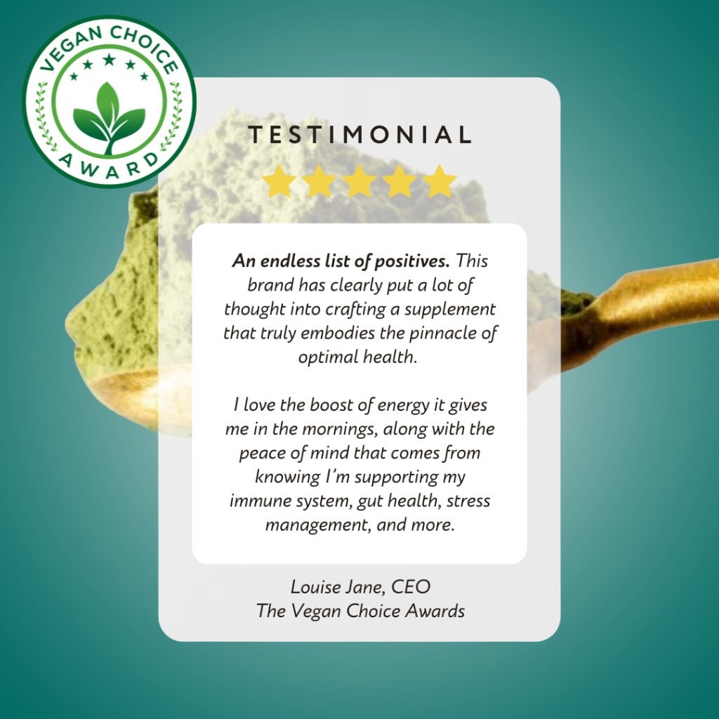 Vegan Product Choice Award Winner Emerald Nutrition® - with testimonial fro. CEO