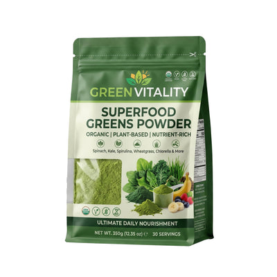 Typical greens powder, illustrative